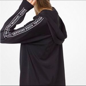 Michael Kors XS Black Logo Stripe ZIP Hoodie